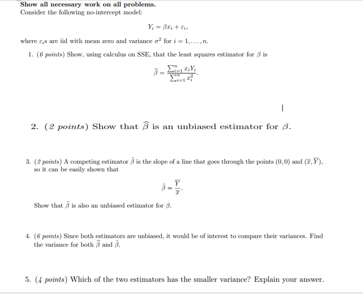 Solved Exercise 2.15 Consider the intercept-only model Y = a