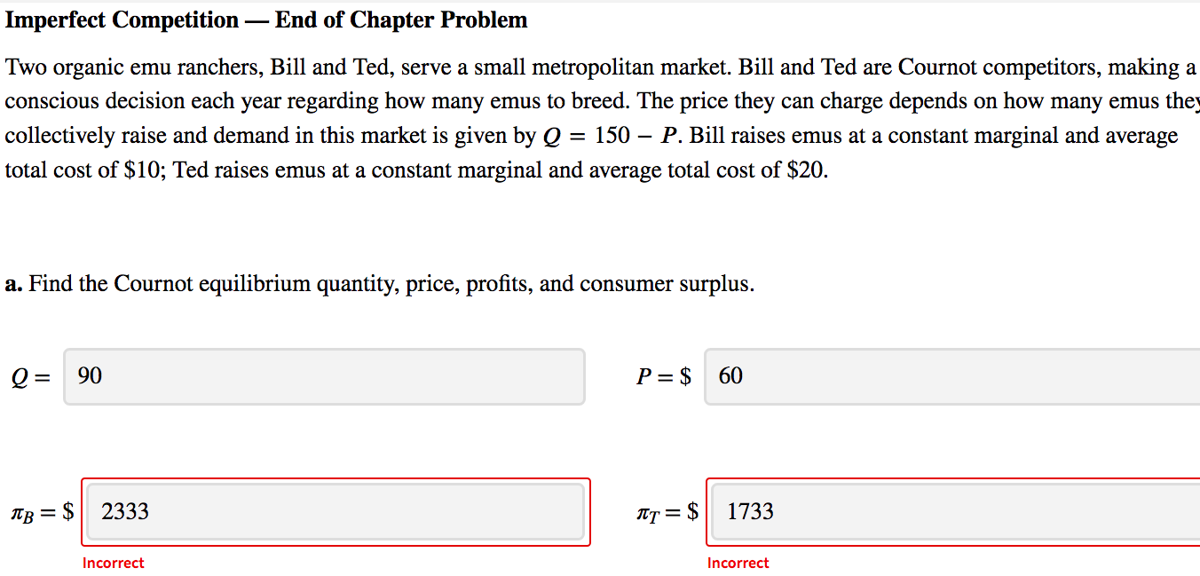 Solved Imperfect Competition — End Of Chapter Problem Two | Chegg.com