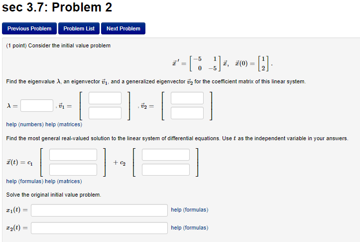 Solved sec 3.7: Problem 2 Previous Problem Problem List Next | Chegg.com