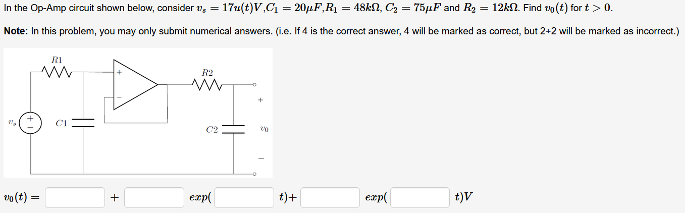 Solved In the Op-Amp circuit shown below, consider vs | Chegg.com