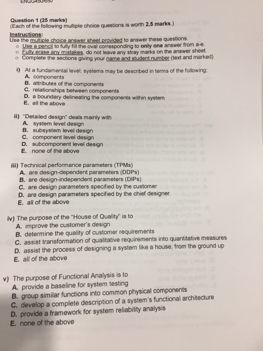 Solved Question 1 (25 marks) of the following multiple | Chegg.com