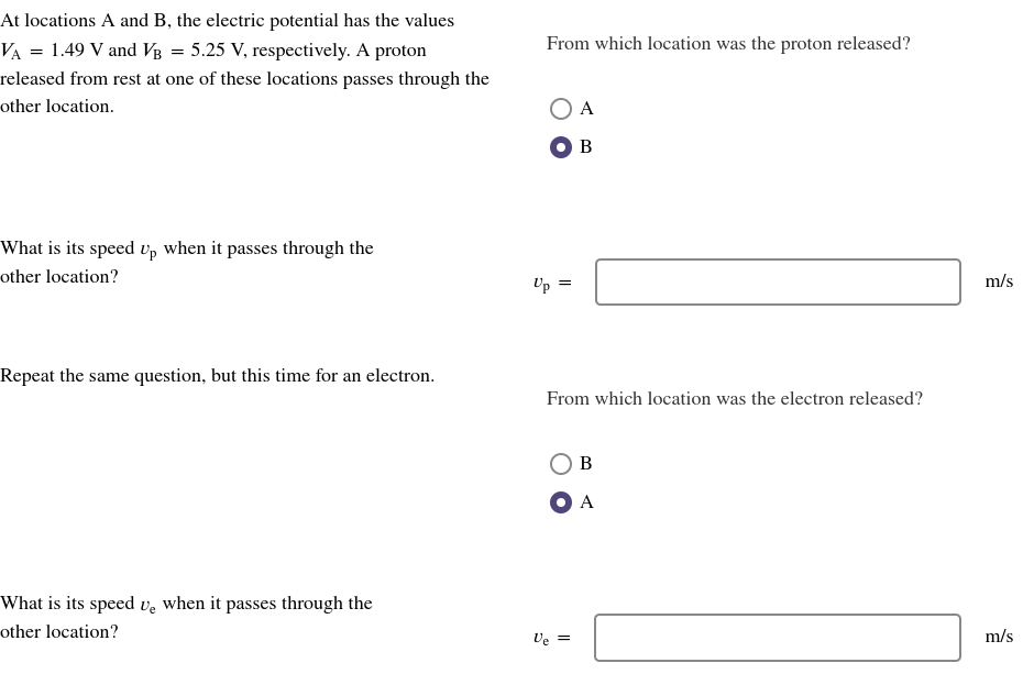 Solved At locations A and B, ﻿the electric potential has the | Chegg.com