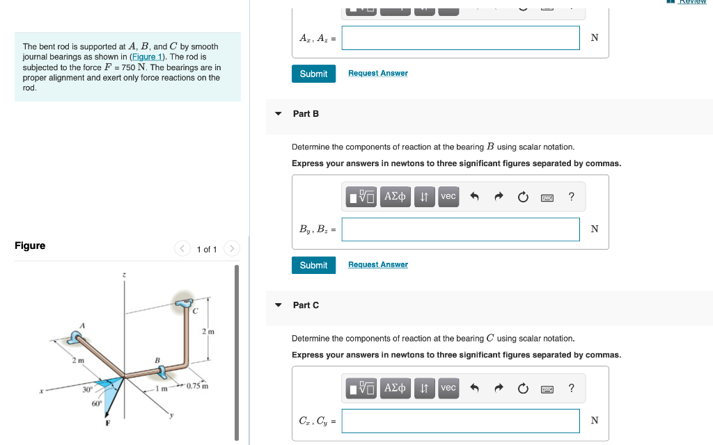 Solved The Bent Rod Is Supported At A,B, And C By Smooth | Chegg.com