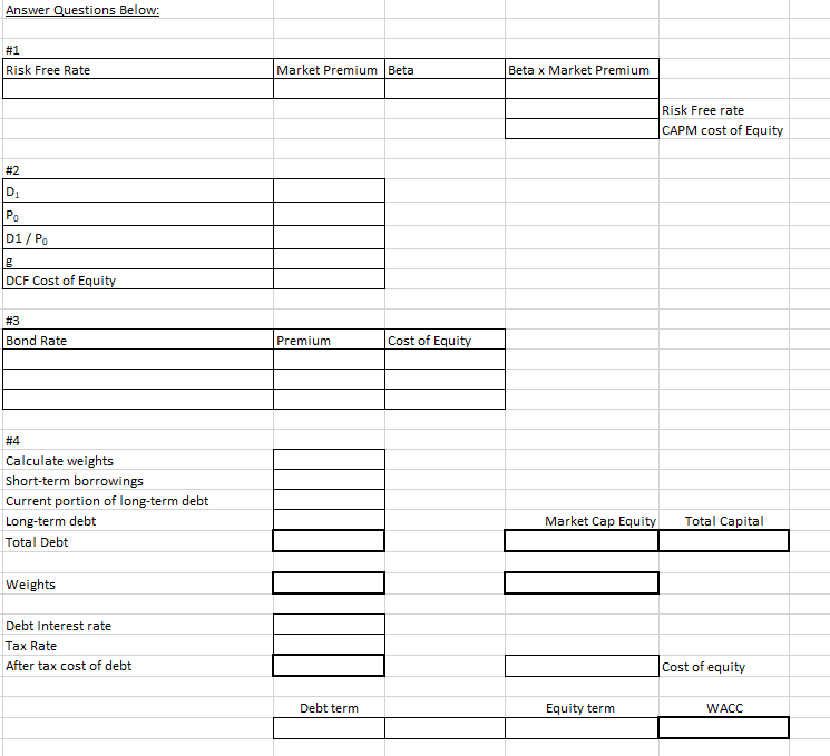 Free Weighted Average Cost of Capital (WACC) spreadsheet