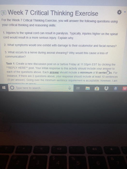 Solved eWeek 7 Critical Thinking Exercise For the Week 7 | Chegg.com