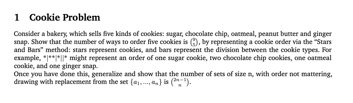 Solved 1 Cookie Problem Consider A Bakery, Which Sells Five | Chegg.com