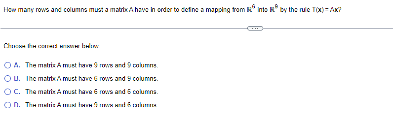 Solved How many rows and columns must a matrix A have in | Chegg.com
