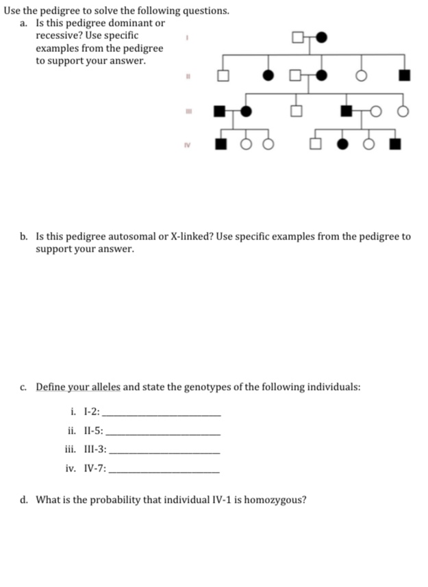 Solved Use The Pedigree To Solve The Following Questions. A. 