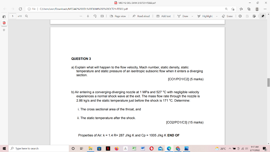 Solved MEC-M2 ODL EXAM 2 OCT21-FEB22.pdf File | Chegg.com