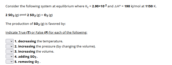 Solved Consider The Following System At Equilibrium Where 