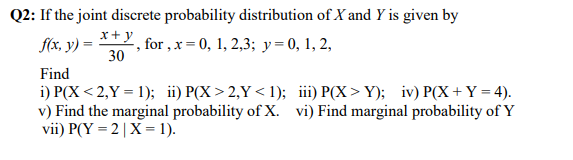 Solved 22: If the joint discrete probability distribution of | Chegg.com