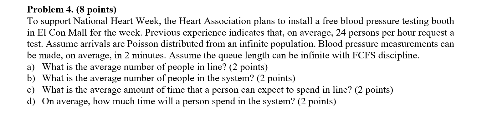 Solved Problem 4. (8 points) To support National Heart Week, | Chegg.com