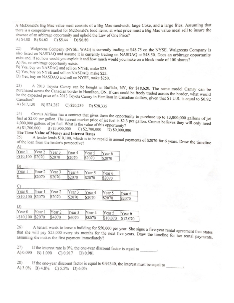 Solved A McDonald's Big Mac value meal consists of a Big Mac