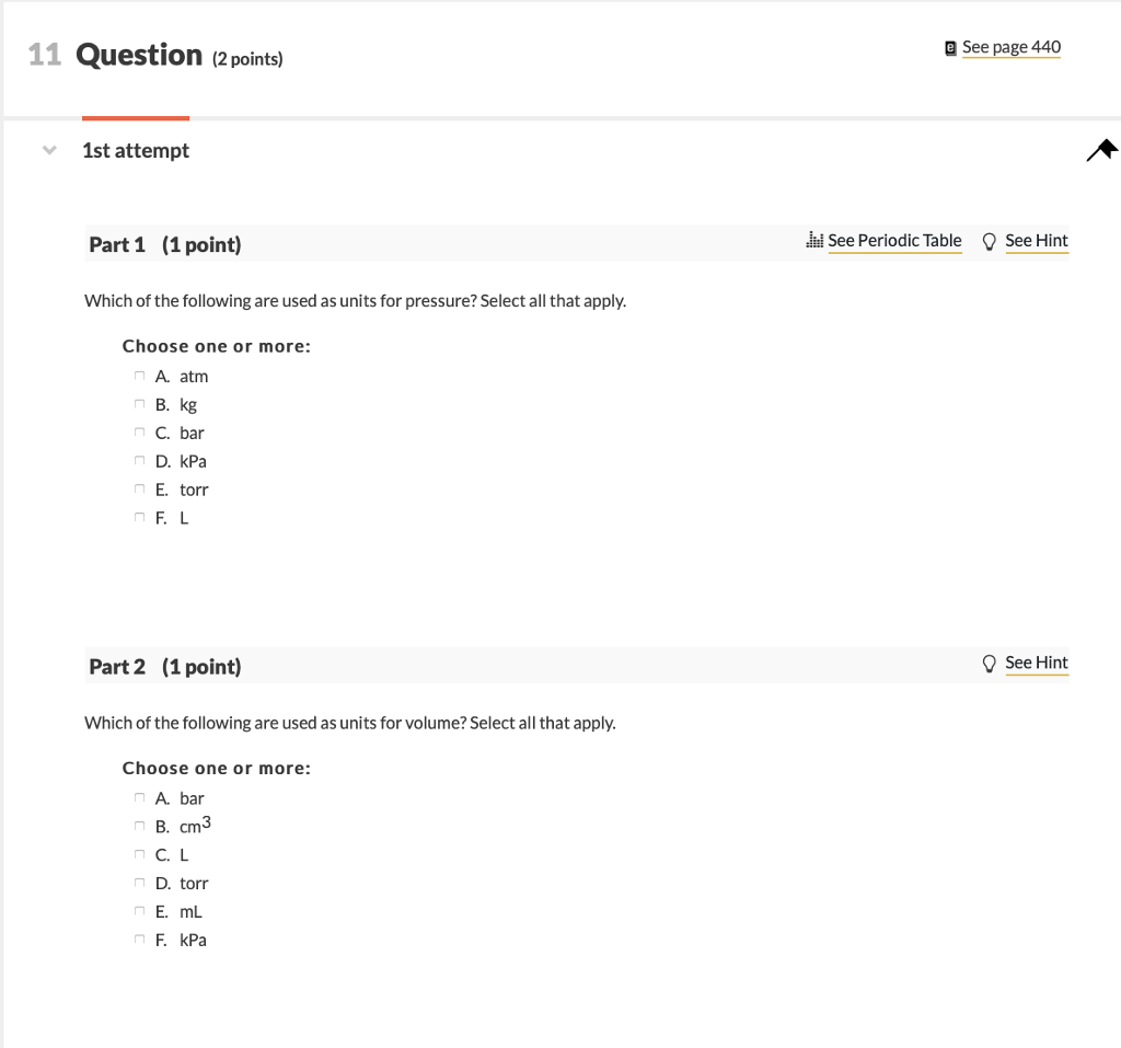 Solved 11 Question (2points) See page 440 1st attempt Part 1 | Chegg.com