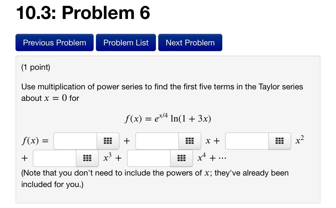 Solved Use multiplication of power series to find the first