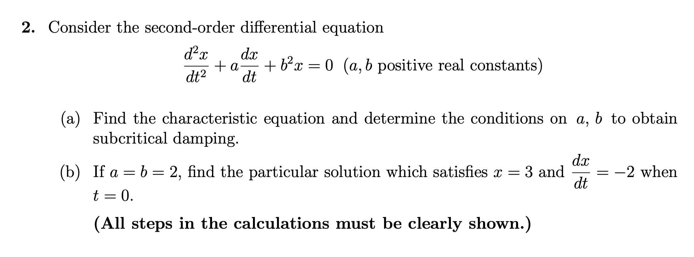 Solved 2. Consider the secondorder differential equation