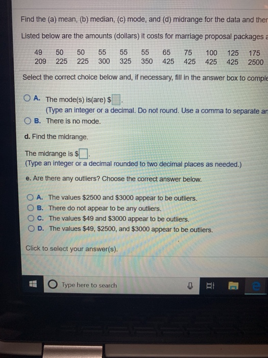 Solved Find the (a) mean, (b) median, (c) mode, and (d) | Chegg.com