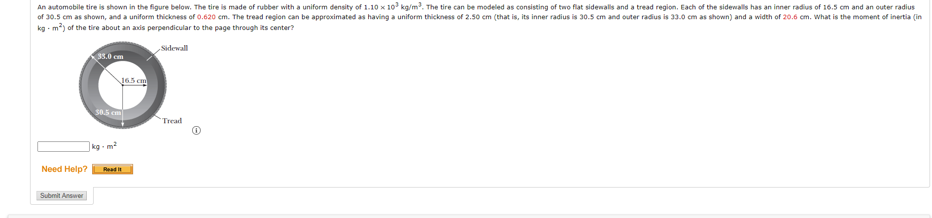 Solved An automobile tire is shown in the figure below. The | Chegg.com