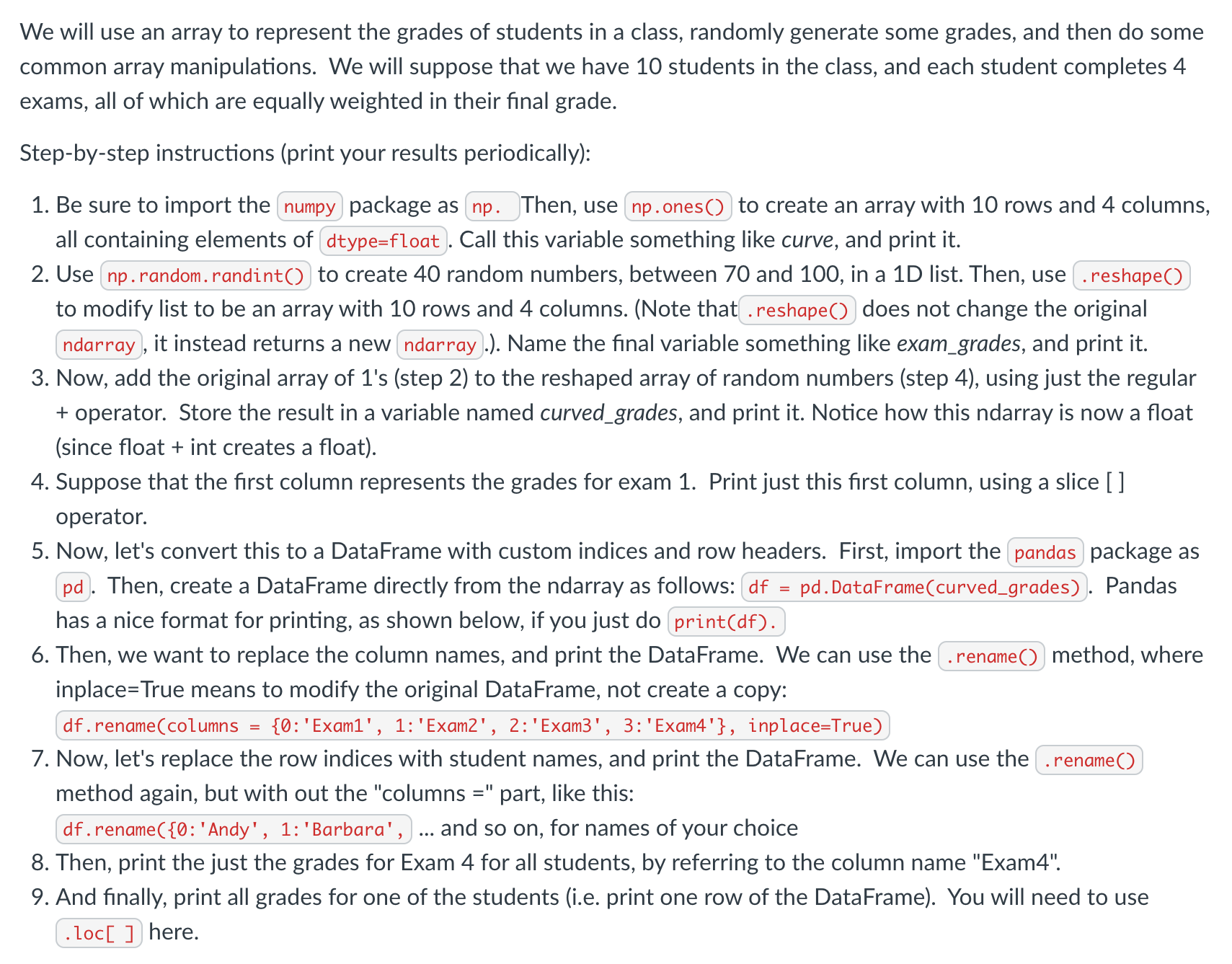 Solved We will use an array to represent the grades of | Chegg.com