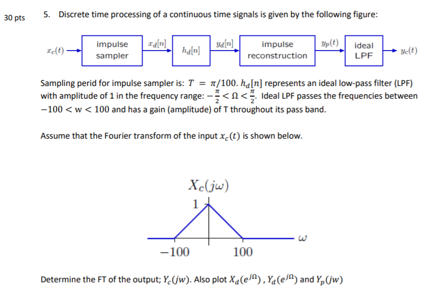 30 pts 5. Discrete time processing of a continuous | Chegg.com