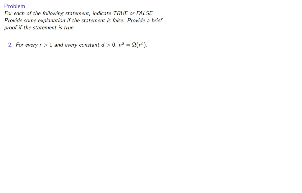 Solved Problem For each of the following statement, indicate | Chegg.com