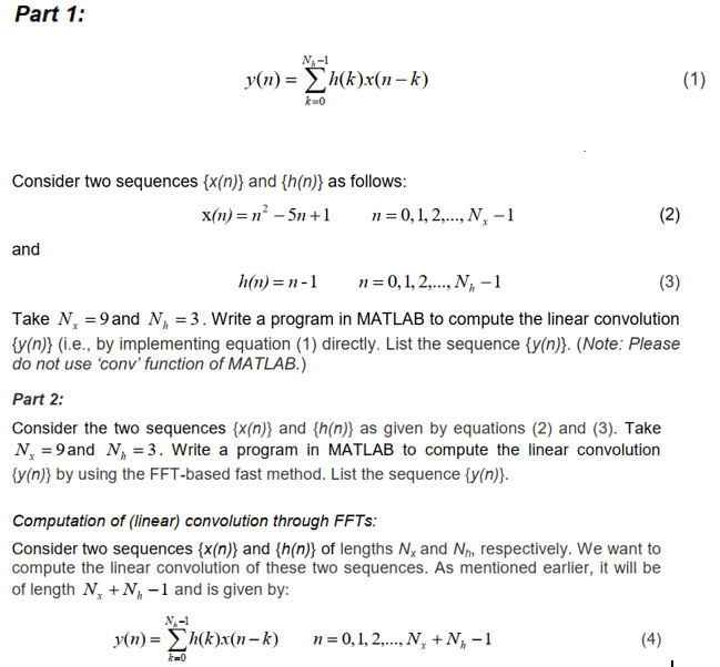 Solved Part 1 Y N ∑k 0nh−1h K X N−k Consider Two