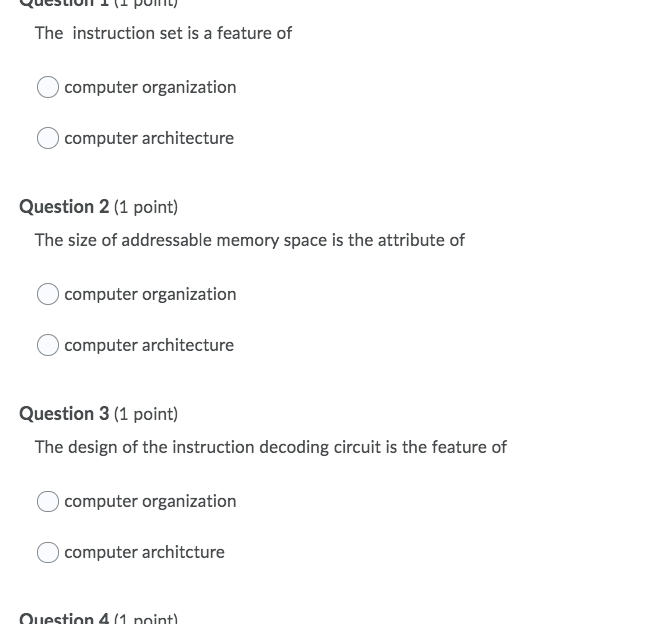 Solved The instruction set is a feature of computer | Chegg.com