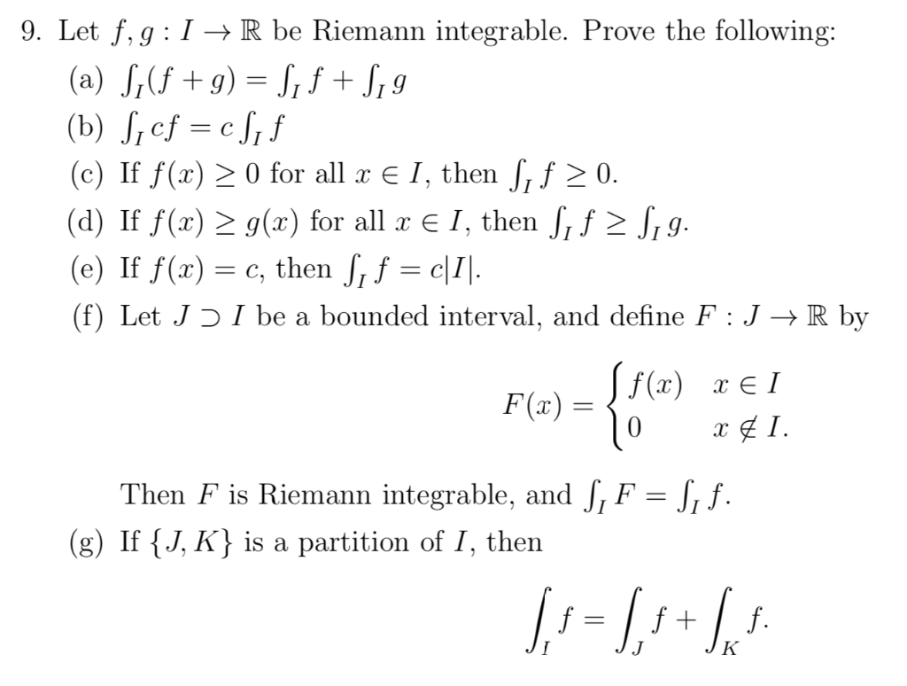 Solved 9 Let F G I R Be Riemann Integrable Prove The