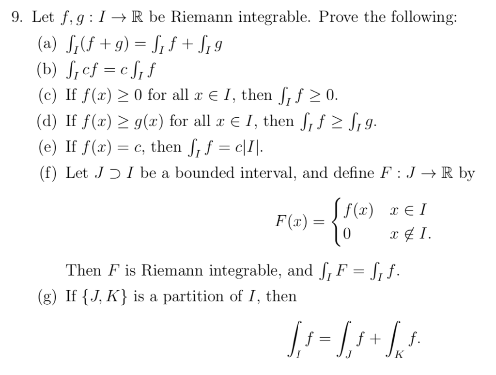 9 Let F G I R Be Riemann Integrable Prove The Chegg Com