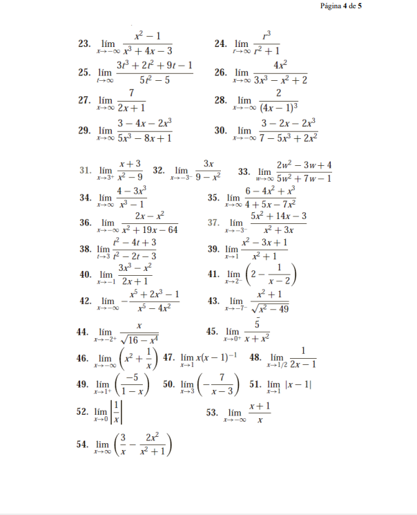 Solved 1) In each exercise from 3 to 54 find if the limit | Chegg.com