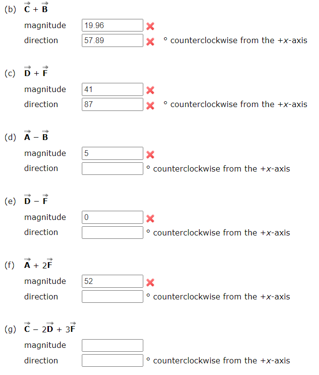 Solved (a) A+B magnitude direction o counterclockwise from | Chegg.com