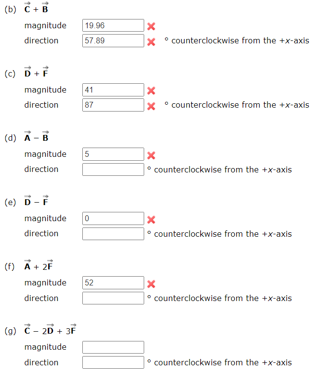 Solved (a) A+B Magnitude Direction O Counterclockwise From | Chegg.com