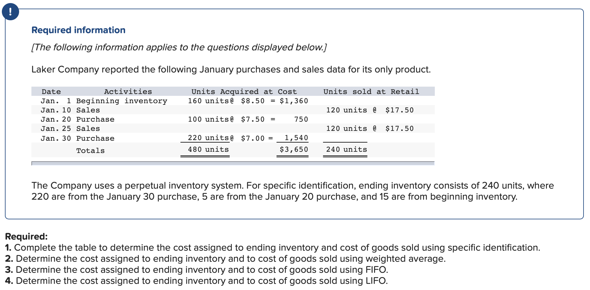 Solved Required information [The following information