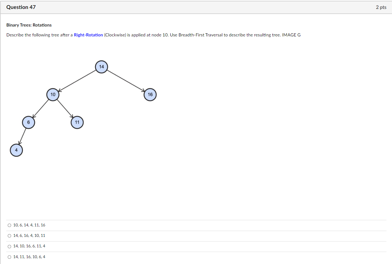 Solved Question 47 2 pts Binary Trees: Rotations Describe | Chegg.com