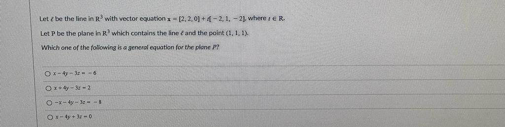 Solved Let ℓ be the line in R3 with vector equation | Chegg.com