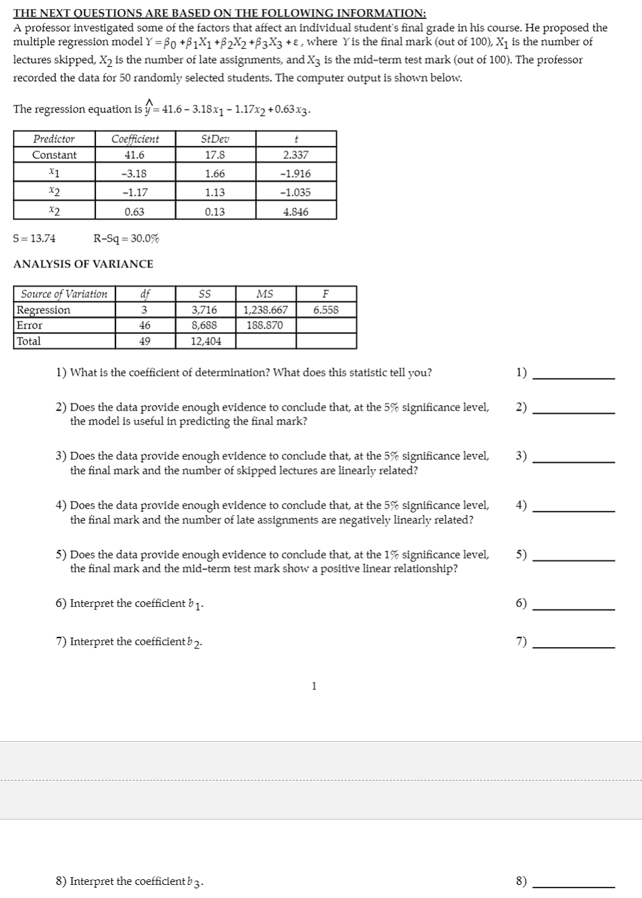 Solved THE NEXT QUESTIONS ARE BASED ON THE FOLLOWING | Chegg.com