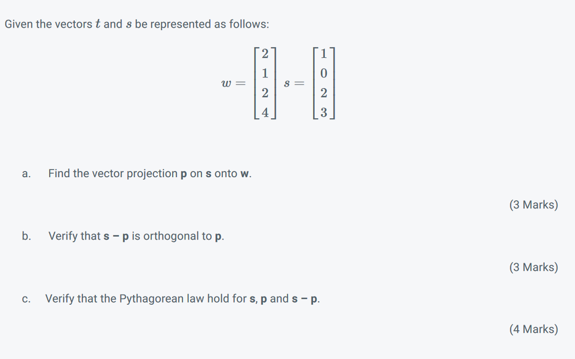 Vector T 4 Examples Solved Given the vectors t and s be represented as | Chegg.com