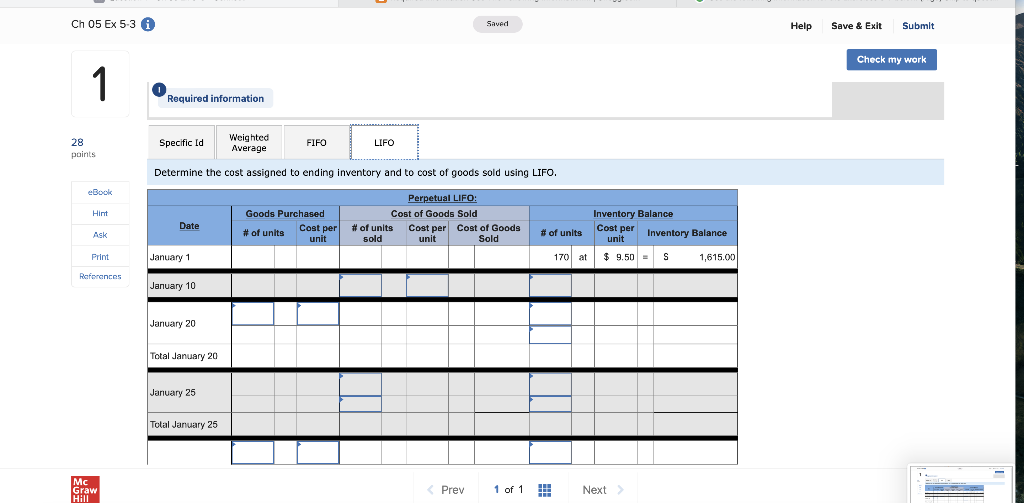 Solved Ch 05 Ex 5-3 A Saved Help Save & Exit Submit Check my | Chegg.com