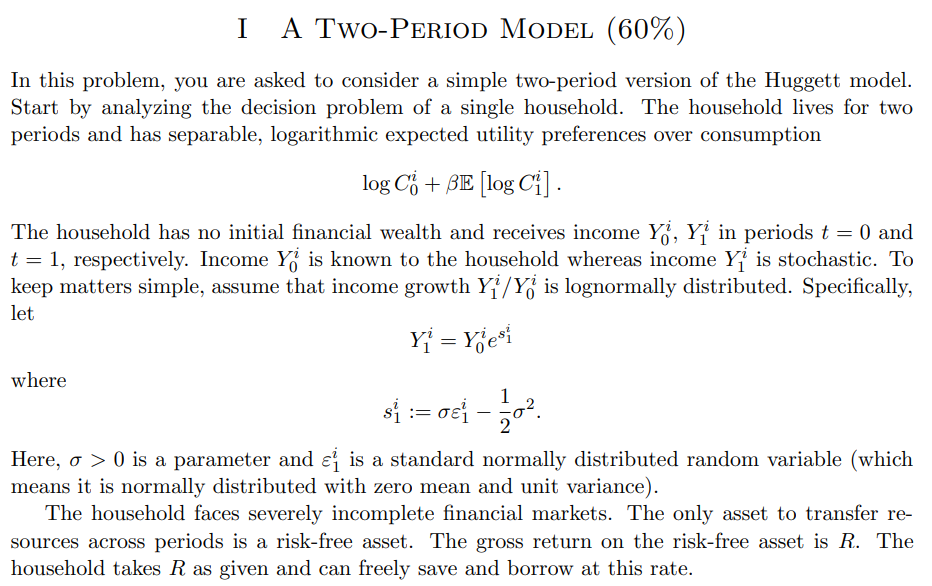 Solved I A Two-Period Model (60%) In this problem, you are | Chegg.com