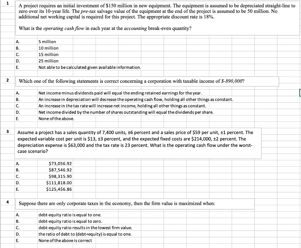 Solved 1 A project requires an initial investment of $150 | Chegg.com