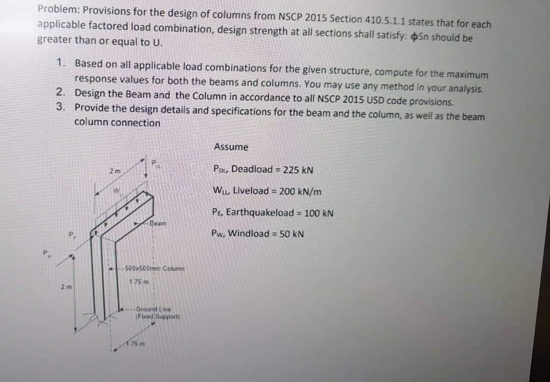 Solved Problem: Provisions for the design of columns from | Chegg.com
