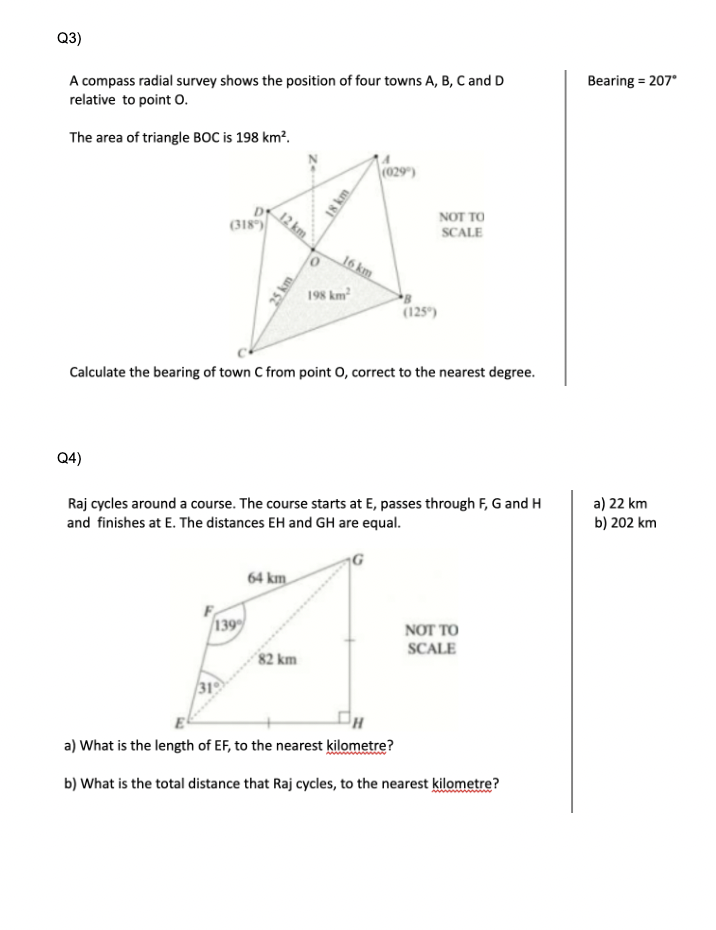 Solved A compass radial survey shows the position of four | Chegg.com