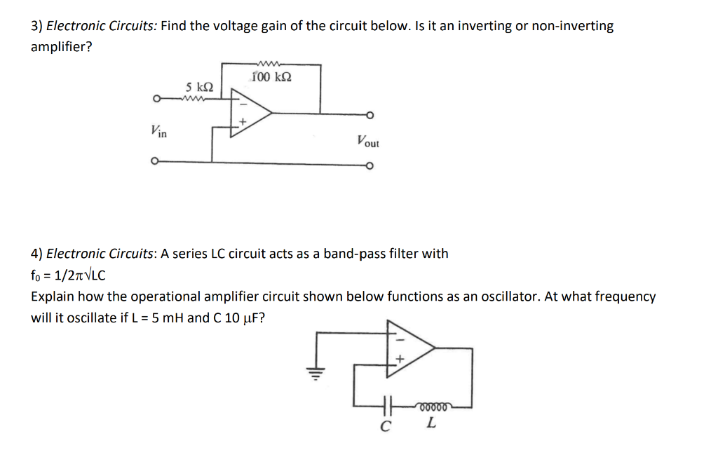 Solved 3) Electronic Circuits: Find the voltage gain of the | Chegg.com