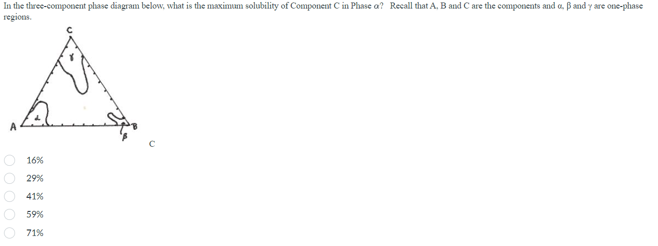 Solved In the three-component phase diagram below, what is | Chegg.com
