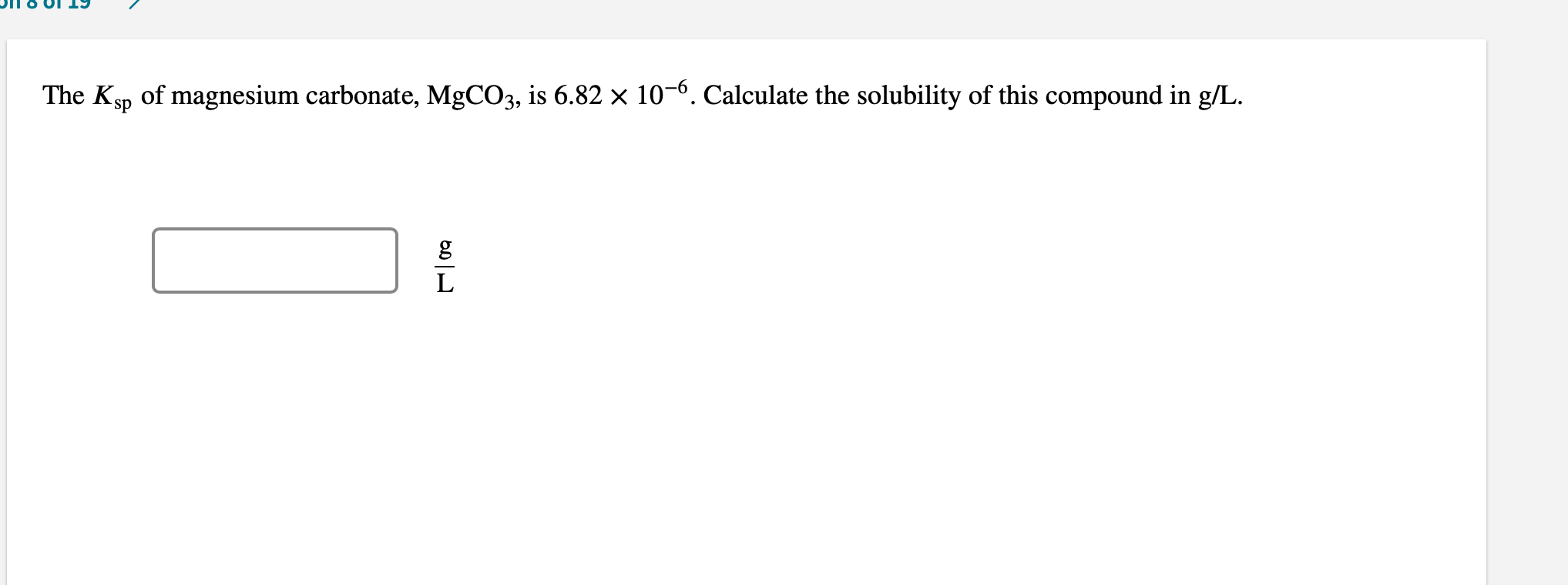 Solved The Ksp of magnesium carbonate, MgCO3, is 6.82 x