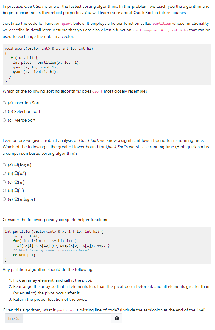 Solved (a) Insertion Sort (b) Selection Sort (c) Merge Sort | Chegg.com