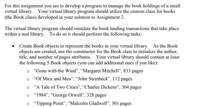 Solved For this assignment you are to develop a program to | Chegg.com
