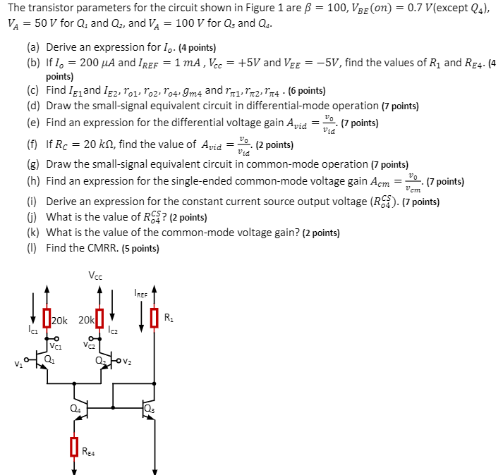 Solved The transistor parameters for the circuit shown in | Chegg.com