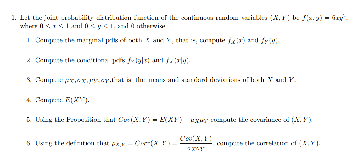 Solved 1. Let the joint probability distribution function of | Chegg.com