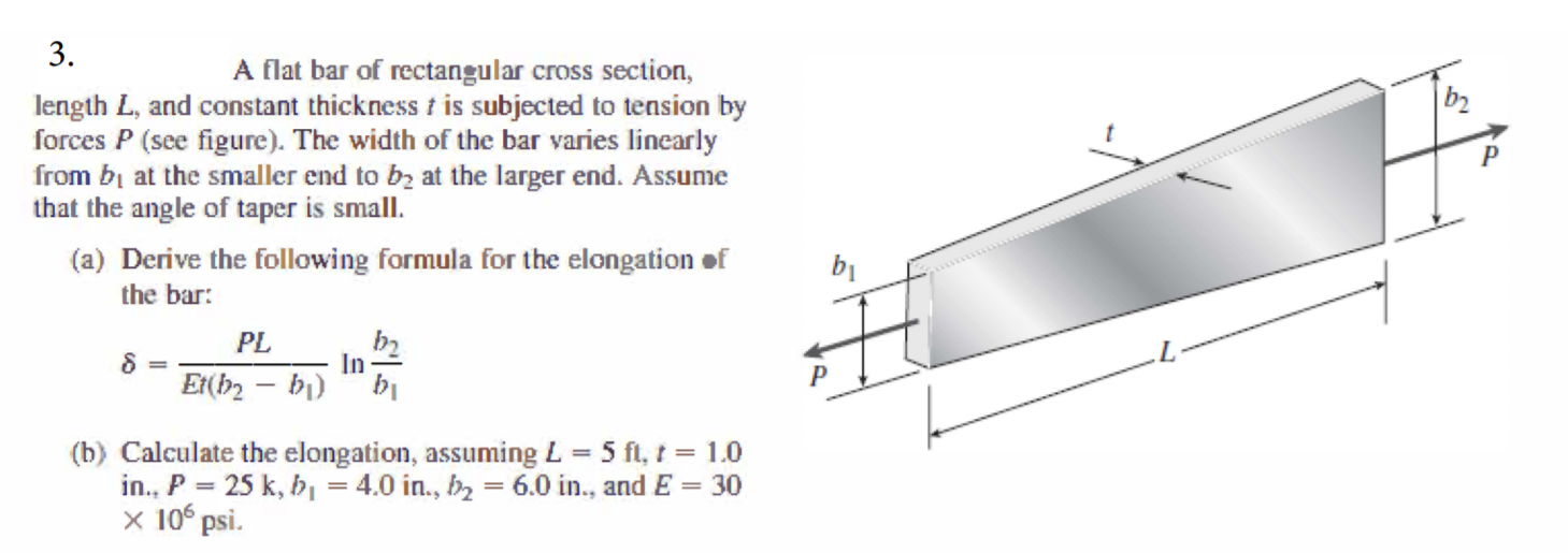 Solved 3. A Flat Bar Of Rectangular Cross Section, Length L, | Chegg.com